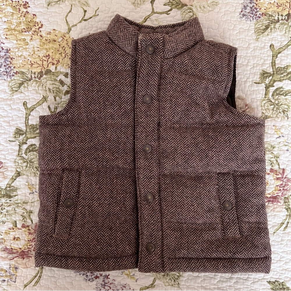 Janie and Jack Herringbone Wool Blend Puff Vest